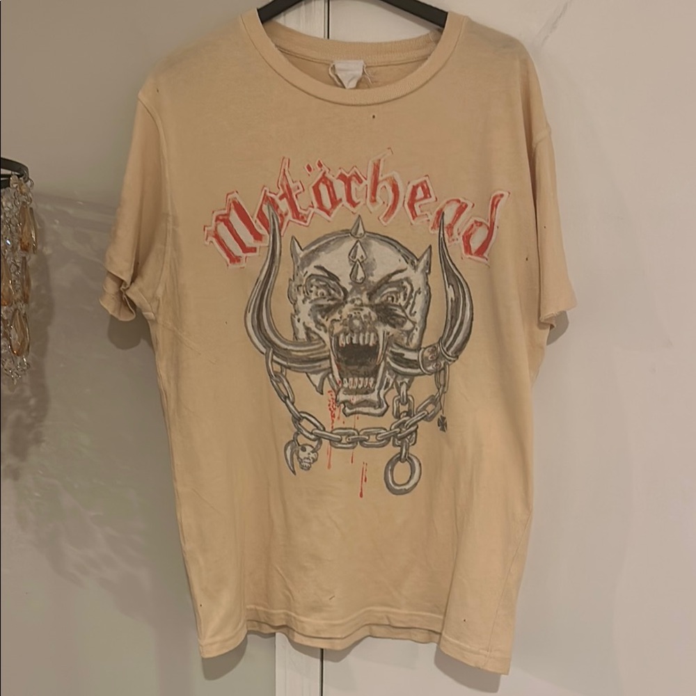 Rare MadeWorn Motörhead tee small cream color random distressing throughout